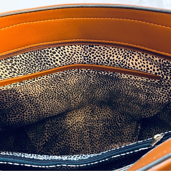 Gorgeous Chestnut Brown Vegan Leather Shoulder Tote Satchel NWOT - Picture 5 of 15